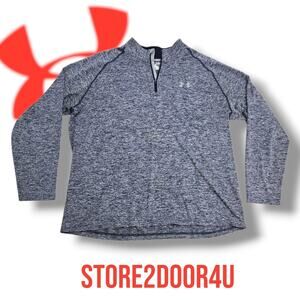 Under Armour Men's XL Heatgear L/S Zip Pullover Athletic Top Heather Blue NICE